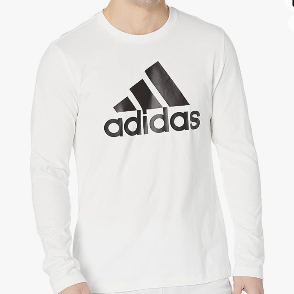 White Mens Adidas long sleeve shirt, size medium.
